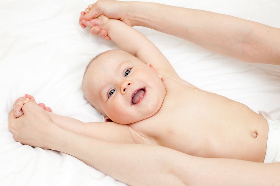 Baby massage helps with lymphatic drainage